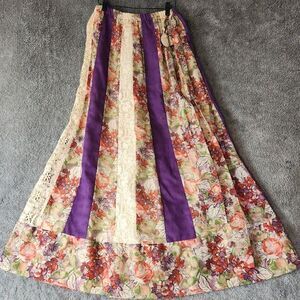 Women Vintage 70's Maxi Peddler Cloak Skirt S Chessa Davis Boho Floral With Sash